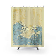 Japanese Blue Tidal Wave Shower Curtain