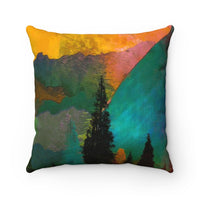 Fall in the Mountains Faux Suede Square Pillow