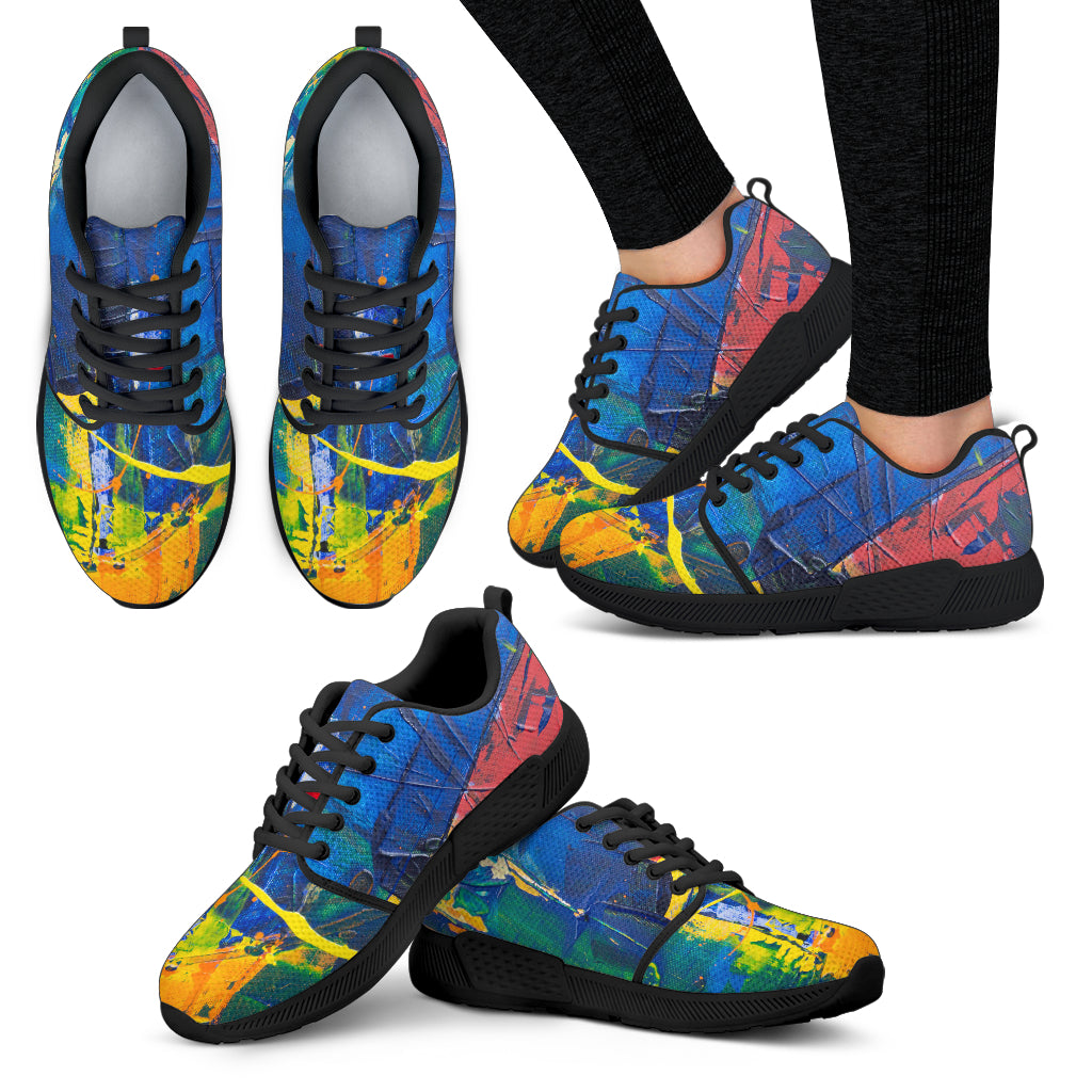 Women's Athletic Sneakers, Colorful Paint Motif