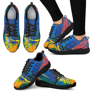 Women's Athletic Sneakers, Colorful Paint Motif