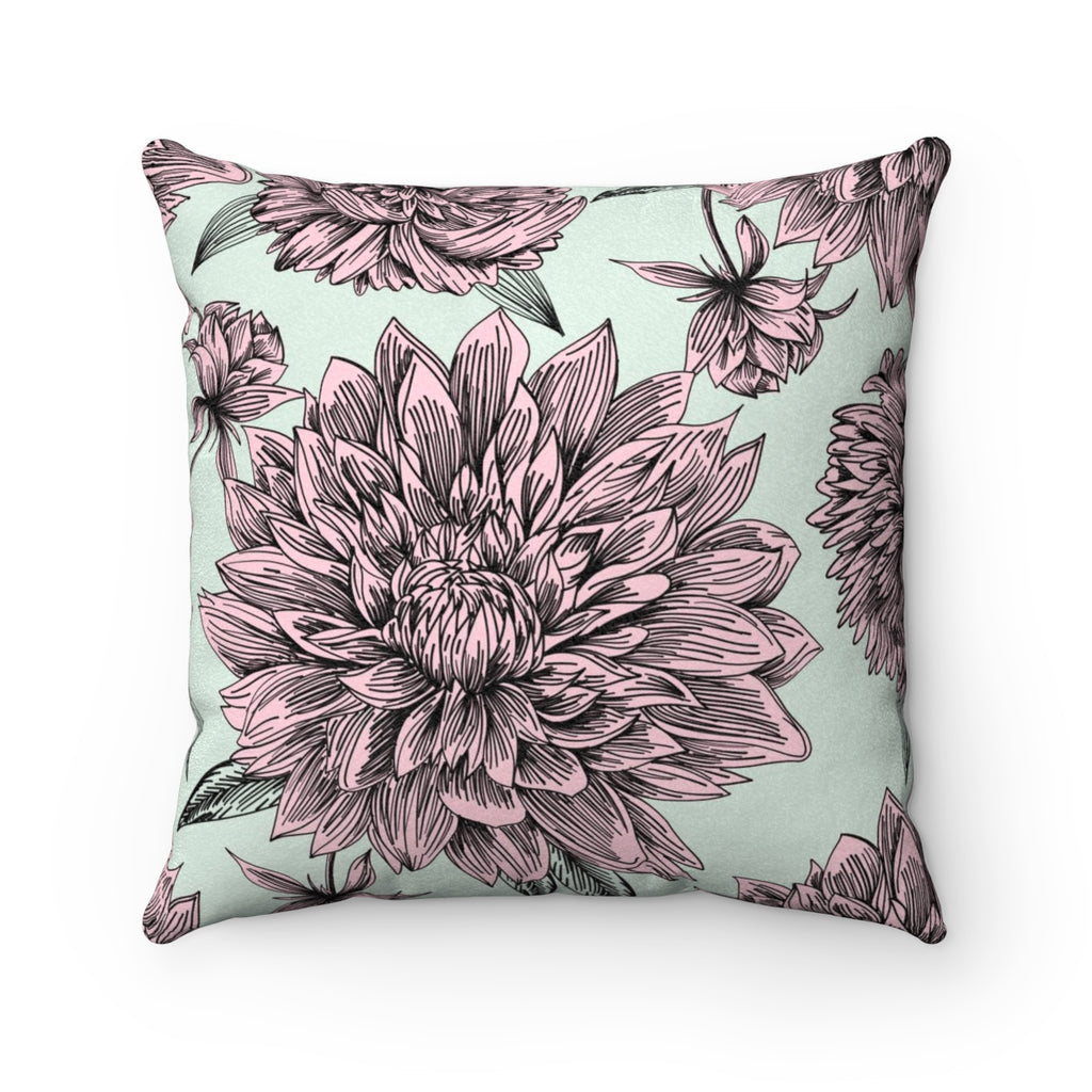 Giant Pink Mums Faux Suede Square Pillow