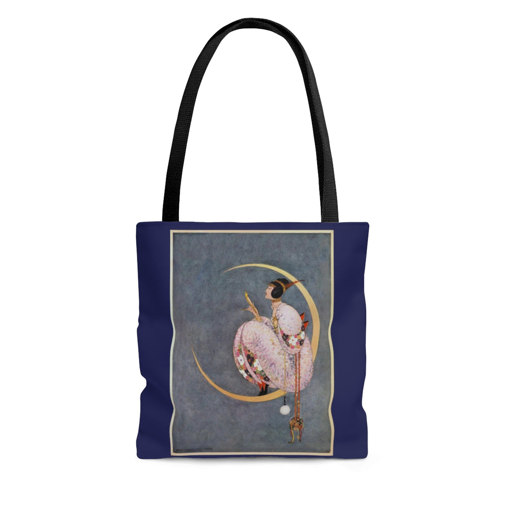 Woman in Moon Tote Bag