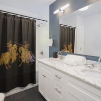 Jousting Knights on Black Shower Curtain