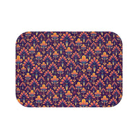 Yellow Deco Design on Maroon Bath Mat