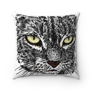 Kitty Face Faux Suede Square Pillow