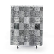 Black White Blocks Shower Curtain