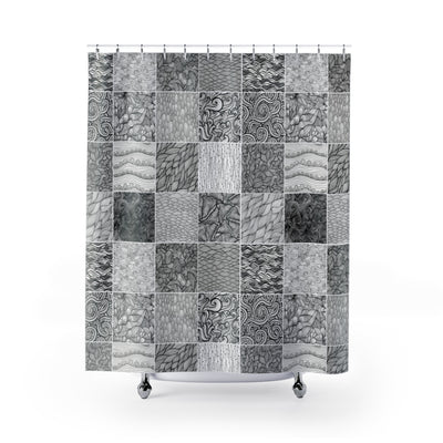 Black White Blocks Shower Curtain