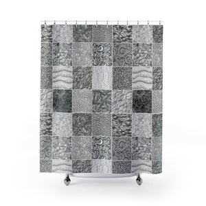 Black White Blocks Shower Curtain