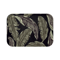 Tan Leaves on Black Bath Mat