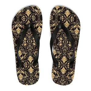 Black and Gold Unisex Flip-Flops