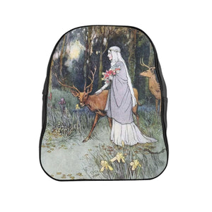 Maiden With Deer School Backpack