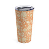 Beige Flowers on Tangerine Tumbler 20oz