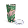 Tropical Green Leaves on Pink Tumbler 20oz