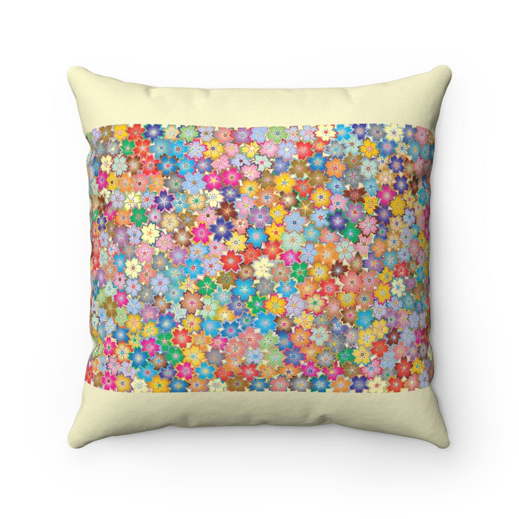 Floral Blanket Spun Polyester Square Pillow