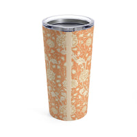 Beige Flowers on Tangerine Tumbler 20oz