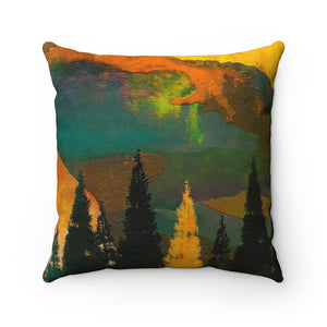 Fall in the Mountains Faux Suede Square Pillow