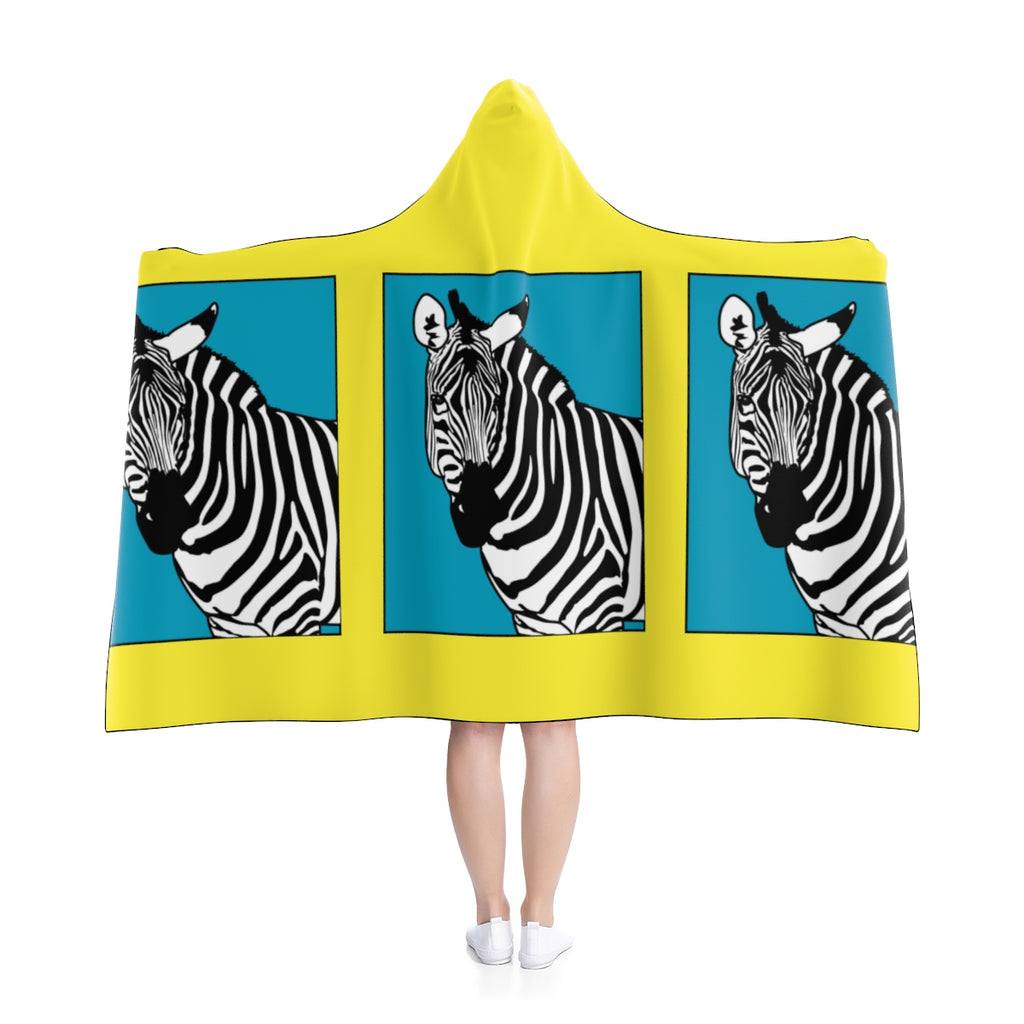 Zebra on Yellow Hooded Blanket