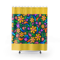 60s Large Yellow Flowers Shower Curtain