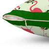 Flamingos on a Green Spun Polyester Square Pillow