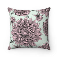 Giant Pink Mums Faux Suede Square Pillow