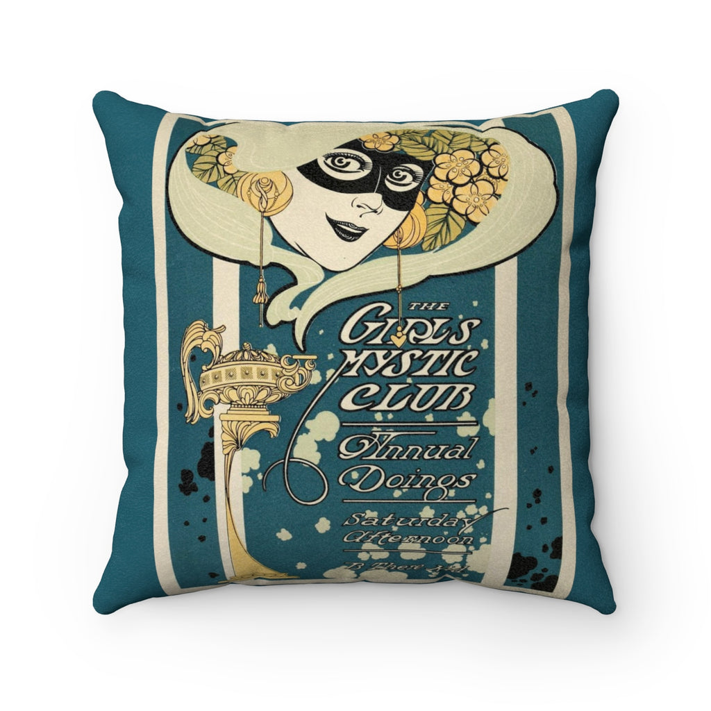 Girls Mystic Club on Teal Faux Suede Square Pillow