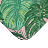 Foliage on Pink Bath Mat