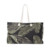 Large Tan Leaves on Black Weekender Bag