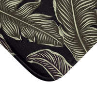 Tan Leaves on Black Bath Mat