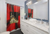 Piano Keys on Red Shower Curtain