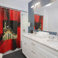 Piano Keys on Red Shower Curtain