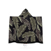 Green Leaves on Black Hooded Blanket