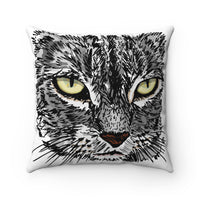 Kitty Face Faux Suede Square Pillow