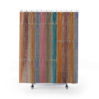 Colorful Wooden Slat Shower Curtain