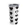 Black Hearts on White Tumbler 20oz