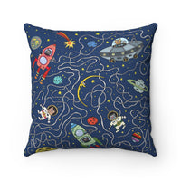 Astronut Cats Faux Suede Square Pillow