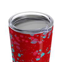 Blue spatter on Red Tumbler 20oz