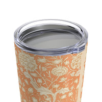 Beige Flowers on Tangerine Tumbler 20oz