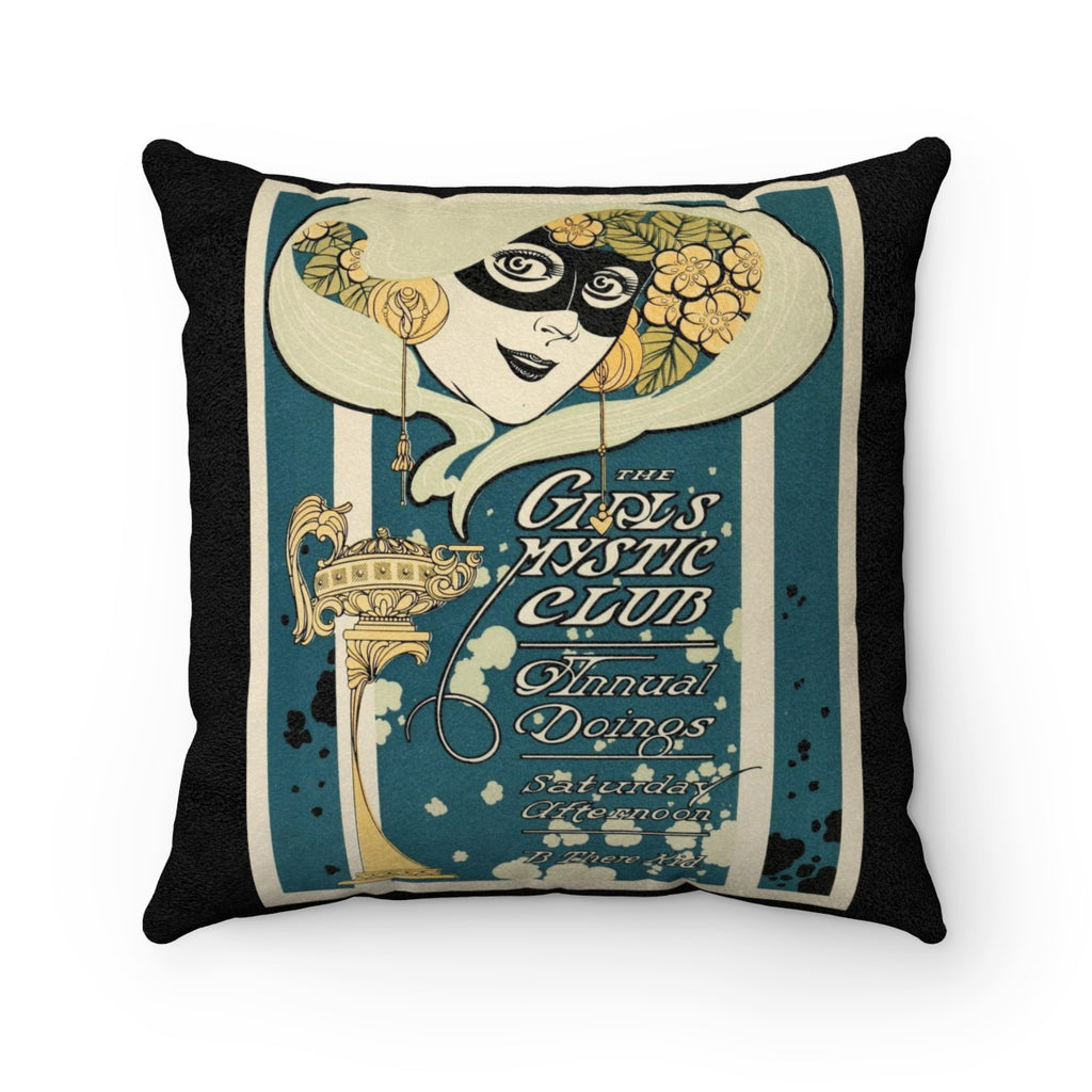 Girls Mystic Club in Black Faux Suede Square Pillow