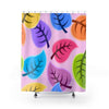 Colorful Leaves on Pink Shower Curtain