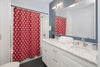 White Stars on Red Shower Curtain