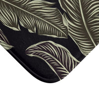 Tan Leaves on Black Bath Mat