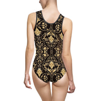 Black and Gold Women's Classic One-Piece Swimsuit