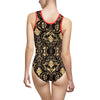 Black and Gold Women's Classic One-Piece Swimsuit