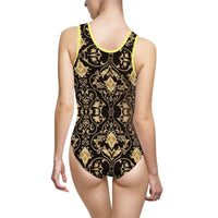 Black and Gold Women's Classic One-Piece Swimsuit