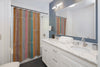 Colorful Wooden Slat Shower Curtain