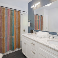 Colorful Wooden Slat Shower Curtain