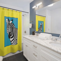 Zebra on Yellow Shower Curtains