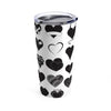 Black Hearts on White Tumbler 20oz