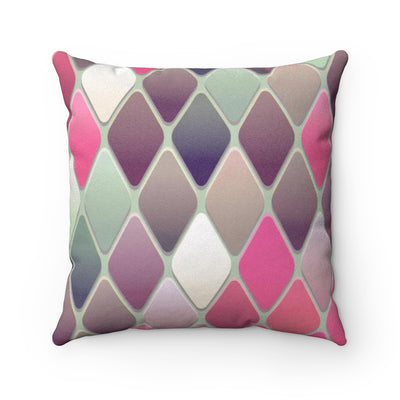 Multicolor Diamond Tiles Faux Suede Square Pillow