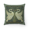 Antique Design Swans Faux Suede Square Pillow